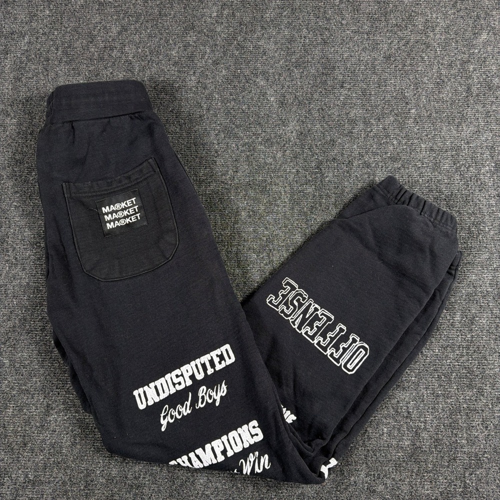 Market Pitbull Graphic Fleece Sweatpants 1992‎ University Joggers Small Black